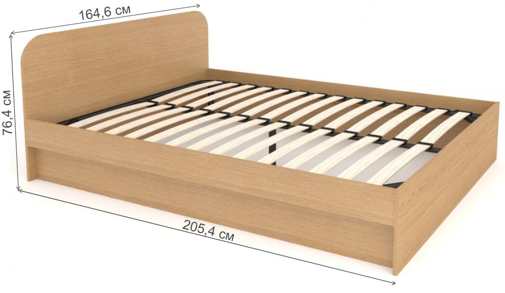 Двуспальная кровать Полина-1600 КР.005.1600-00 160х200 дуб светлый