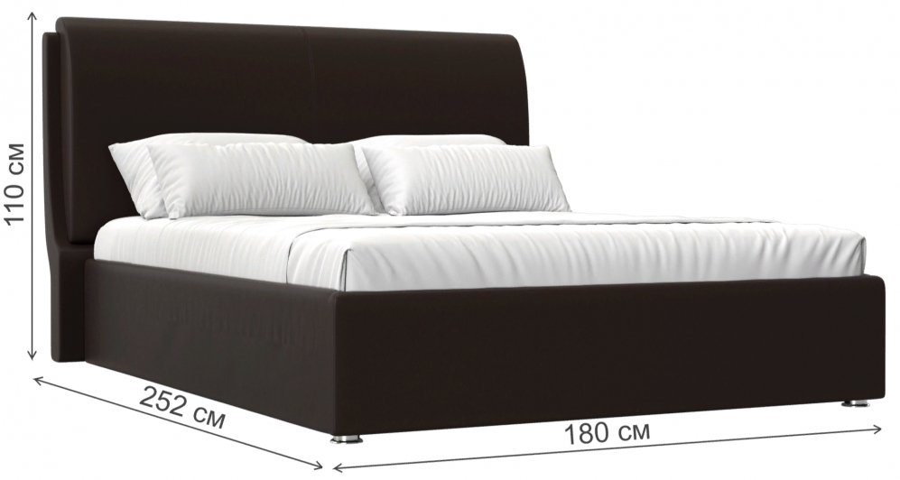 Двуспальная кровать Грант 160х200 с ПМ экокожа коричневая