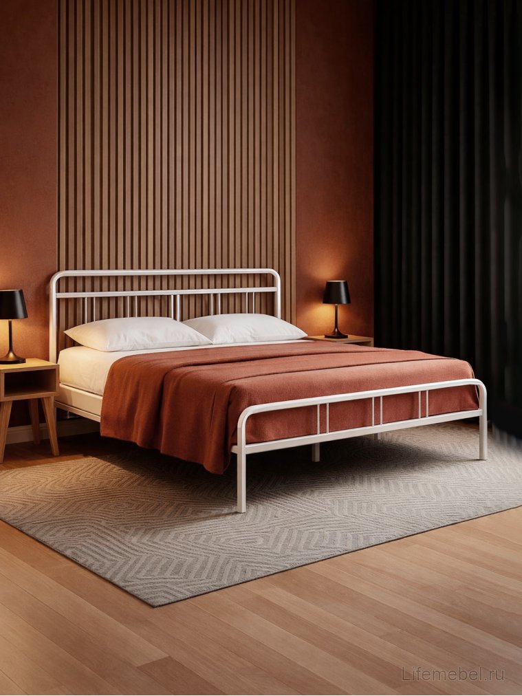 Двуспальная кровать Рейк 160х200 белая