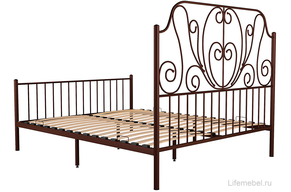 Двуспальная кровать Роза 160х190 коричневая