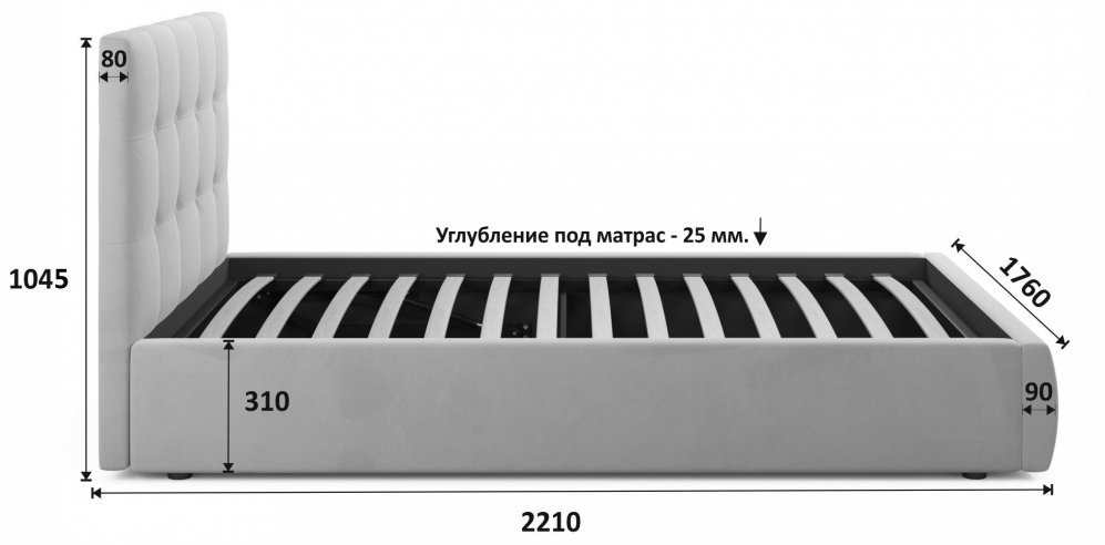 Двуспальная кровать Selesta 160х200 с ПМ велюр шоколад