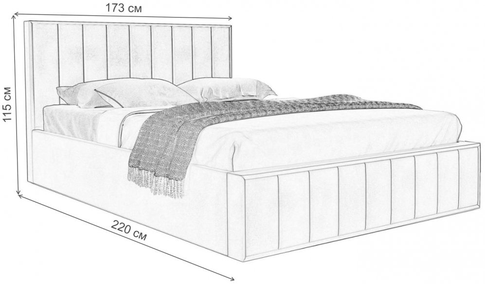 Двуспальная кровать Вена Стандарт 160х200 вариант 1 зеленая