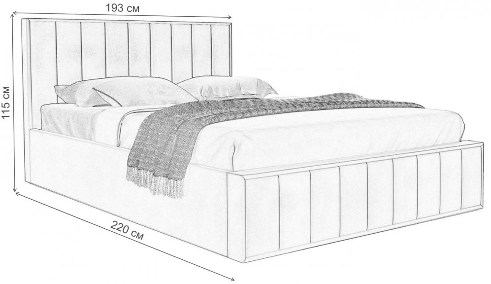 Двуспальная кровать Вена Стандарт 180х200 вариант 1 зеленая