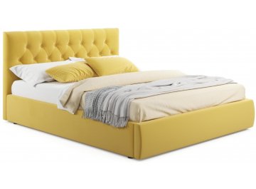 Двуспальная кровать Verona 160х200 с ПМ желтый велюр