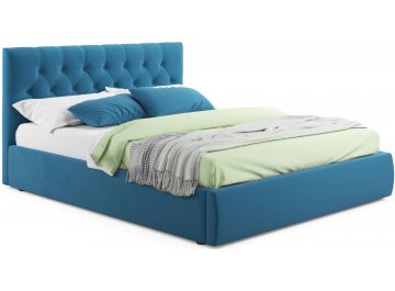 Двуспальная кровать Verona 160х200 синий велюр