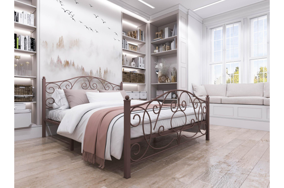 Двуспальная кровать Викси 160х190 коричневый муар