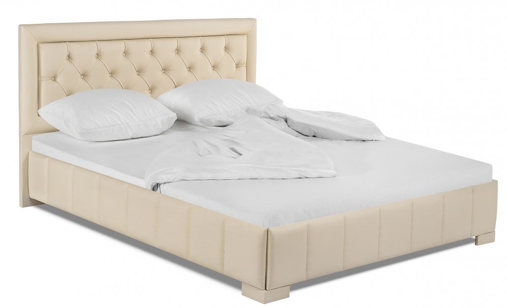 Кровать двуспальная №246 с ПМ 160 х 200 см МК 52 слоновая кость