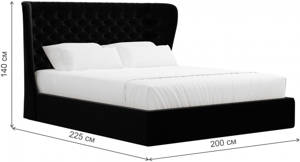 Кровать двуспальная Квант с ПМ 160 х 200 см велюр черный