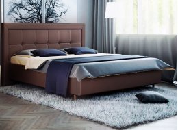 Кровать двуспальная Афродита-8-1 180 х 200 см с ПМ велюр shaggy choco