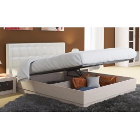 Кровать Токио с мягкой спинкой и ПМ СМ-131.12.002 160х200 дуб белфорт / светлая кожа