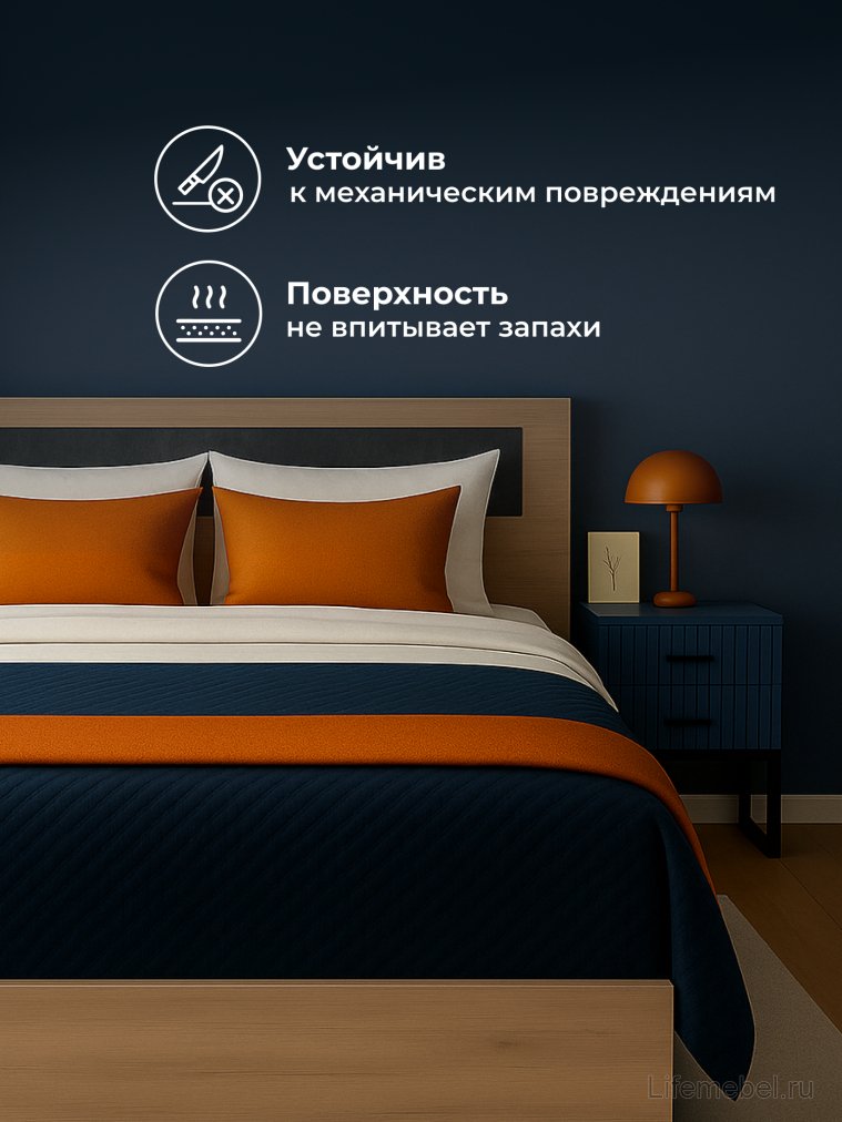 Двуспальная кровать Таика 160х200 дуб золотой / камень темный