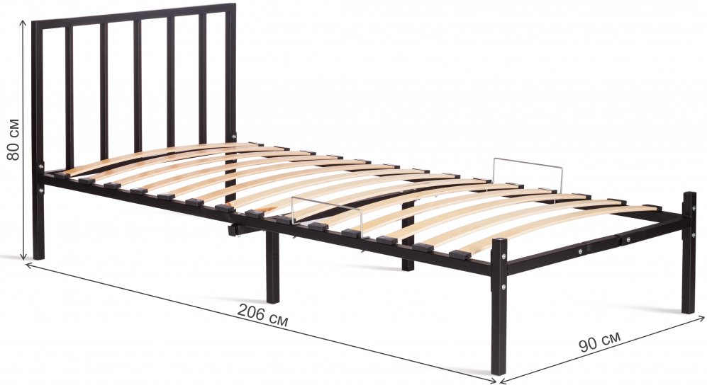 Односпальная кровать Bruno 90х200 черный