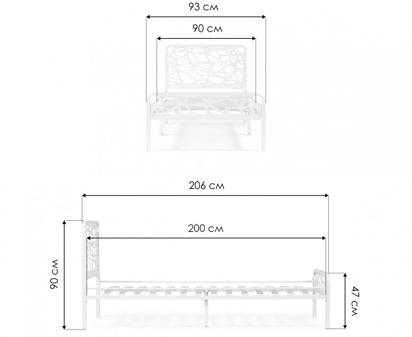 Односпальная кровать Кубо 90х200 белый