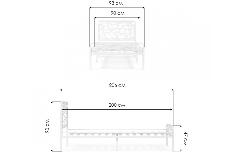 Односпальная кровать Кубо 90х200 белый