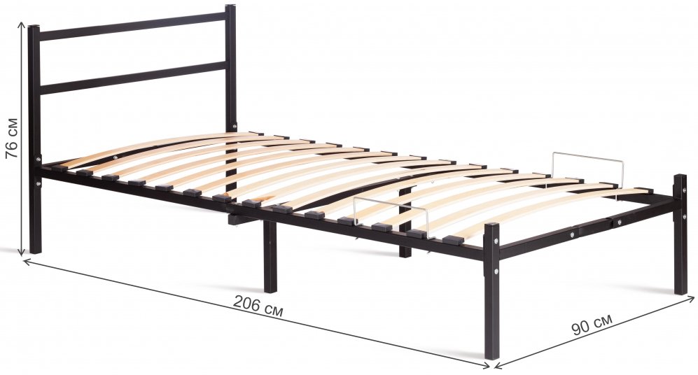 Односпальная кровать Marco 90х200 черный