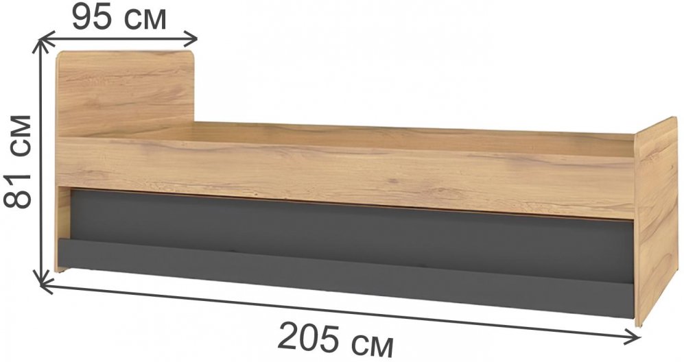 Лойс 80 Кровать Дуб золотистый-Графит