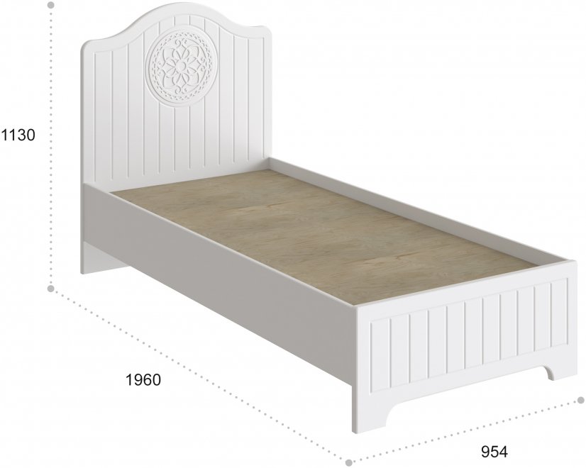 Односпальная кровать Монблан МБ-66К 90х190 белое дерево