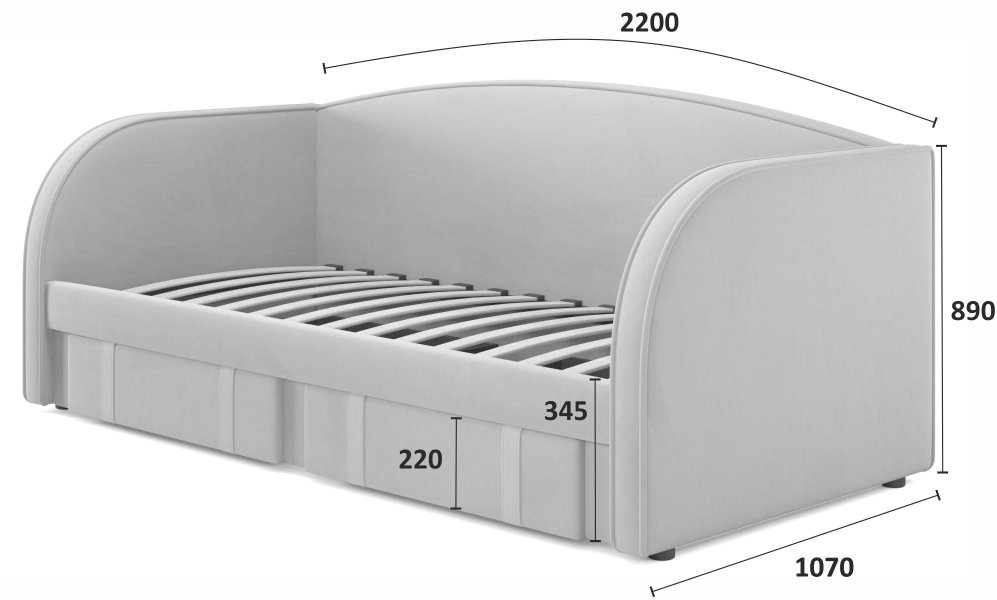 Софа Elda 90х200 желтый велюр