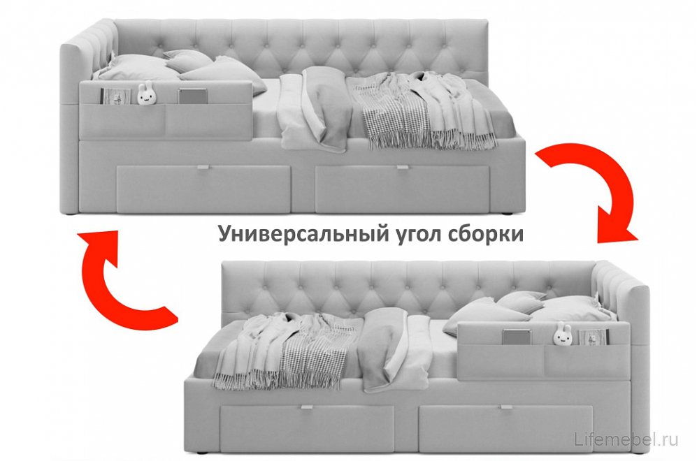 Тахта Ариэтта 90x200 с ортопедическим основанием с ящиками и бортиком шоколад