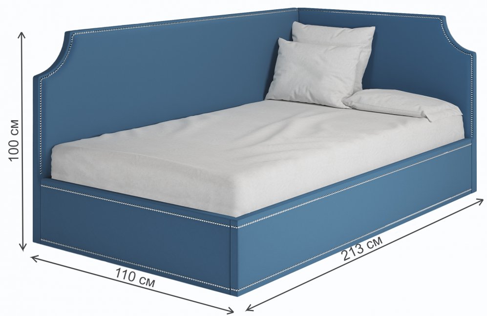 Тахта Брайтон 100х200 с ПМ правая newtone azure