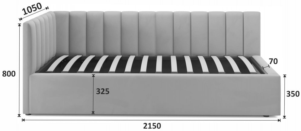 Тахта Milena 90х200 с ПМ черный велюр