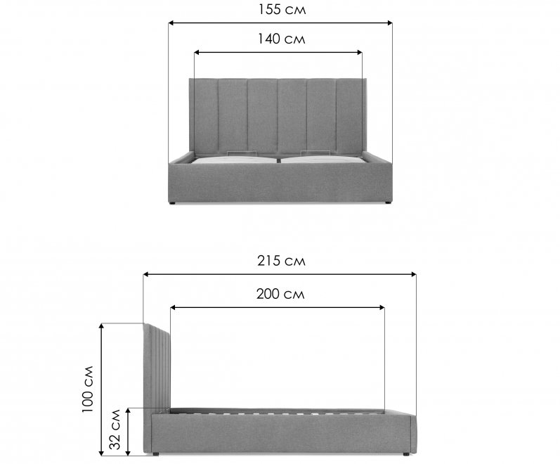 Полутораспальная кровать Афродита-3 140x200 экокожа черная
