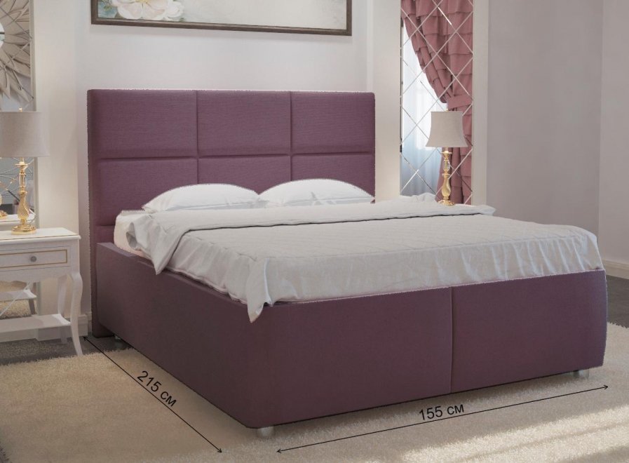 Кровать полутораспальная Афродита-5 140 х 200 см с ПМ велюр shaggy plum