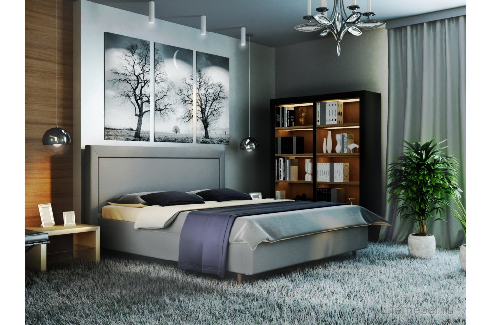 Полутораспальная кровать Афродита-8-3 140x200 с ПМ велюр bingo grey