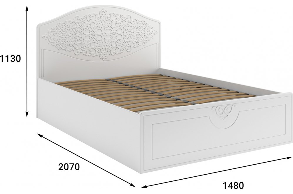Полутораспальная кровать Ассоль АС-60 140х200 с ПМ белое дерево