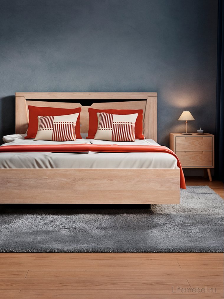 Полутораспальная кровать Магантия 140х200 с ПМ парящая дуб баррик