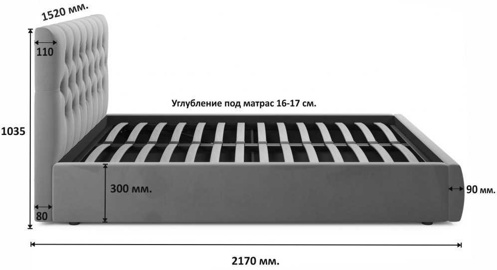 Полутораспальная кровать Беллора 140х200 с ПМ желтый велюр
