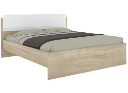 Полутороспальная кровать Амальтея 140х200 см дуб сонома / белый глянец