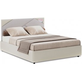 Двуспальная кровать Альба 1206 160х200 см с основанием серый / белый с матрасом