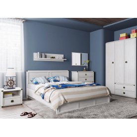 Двуспальная кровать Magellan 180x200 сосна винтаж с матрасом