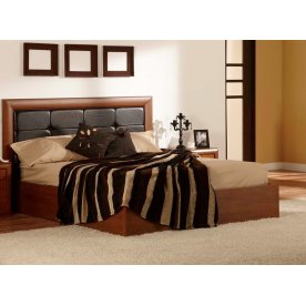 Кровать двуспальная Alba А3127К с ПМ 180 х 200 см итальянский орех / кожа коричневая с матрасом