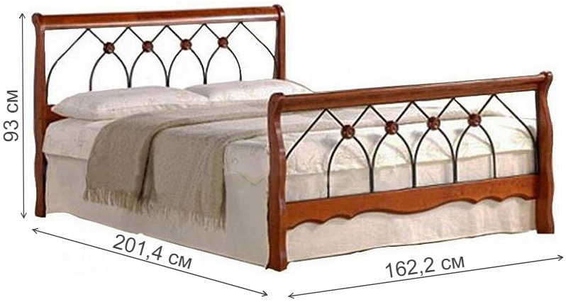 Кровать АТ-810 красный дуб с матрасом