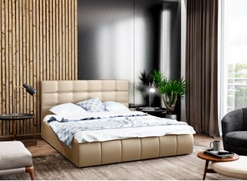 Полутораспальная кровать Афродита-2 бежевая экокожа nice beige