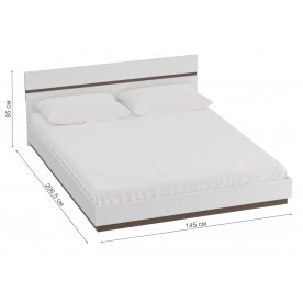 Полутораспальная кровать Виго 140х200 см белый дым глянец / венге мали с матрасом