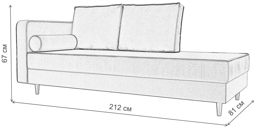 Кушетка Тайра левая желтый микровельвет
