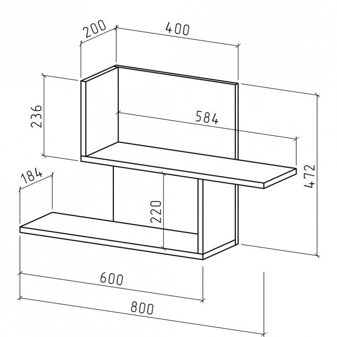 Полка Лайт-28 дуб апрель тёмный