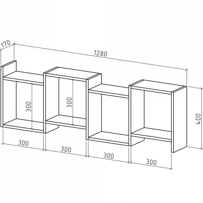 Полка Лайт-33 дуб апрель тёмный