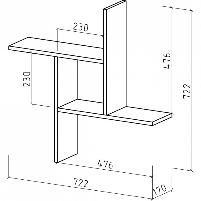 Полка Лайт-35 дуб апрель тёмный