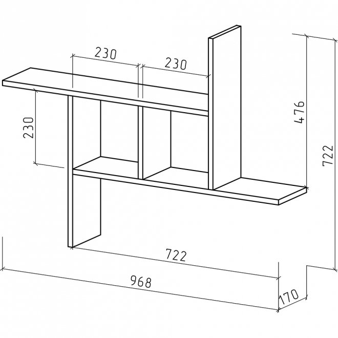 Полка Лайт-36 дуб молочный