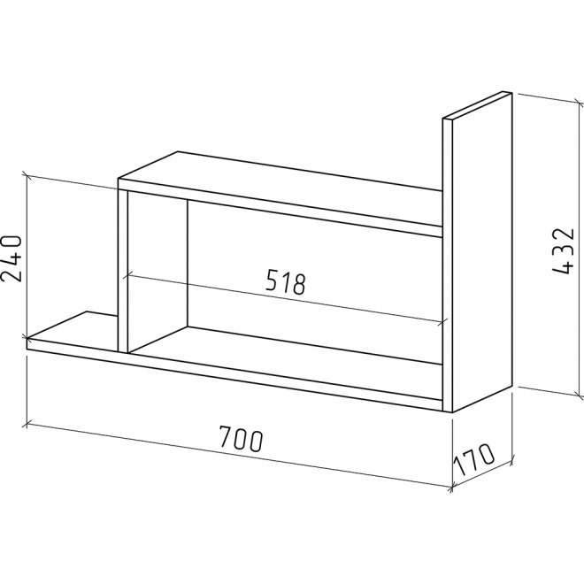 Полка Лайт-39 дуб молочный