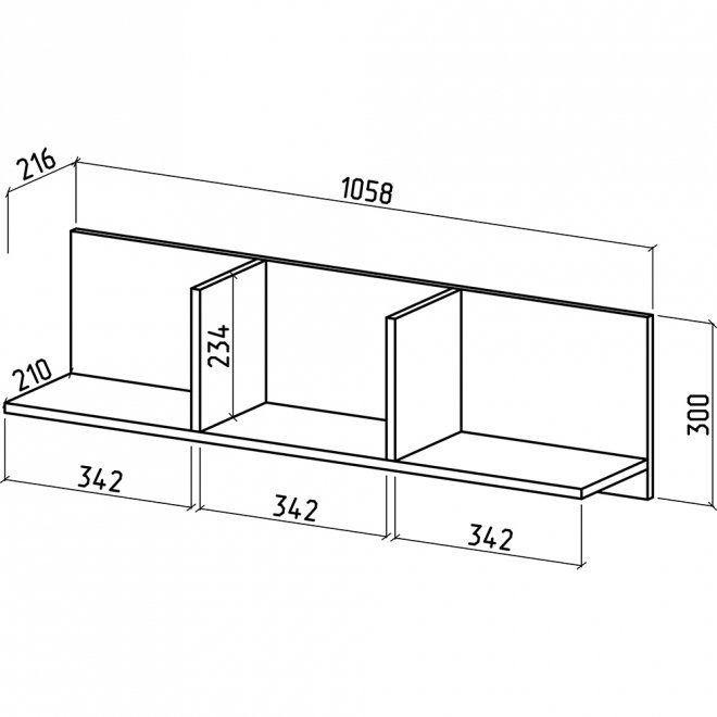 Полка настенная Джой-2 дуб сонома