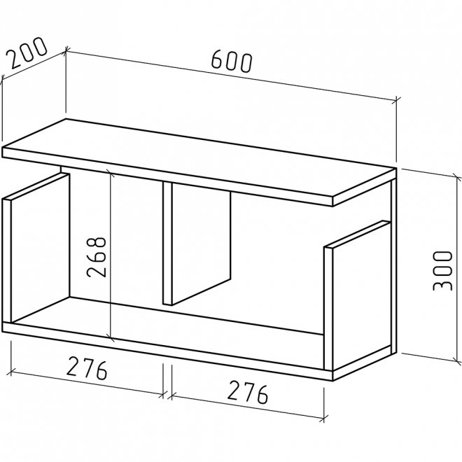 Полка настенная Инди-1 дуб молочный