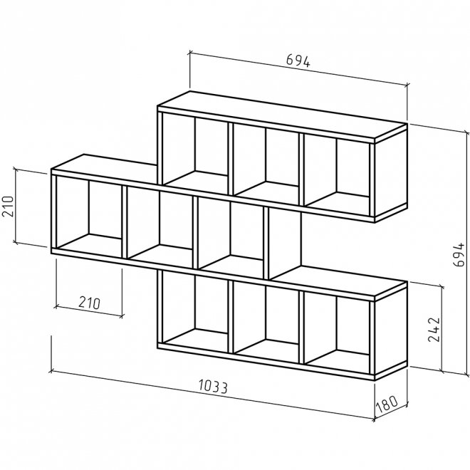 Полка настенная Вайс-6 дуб молочный
