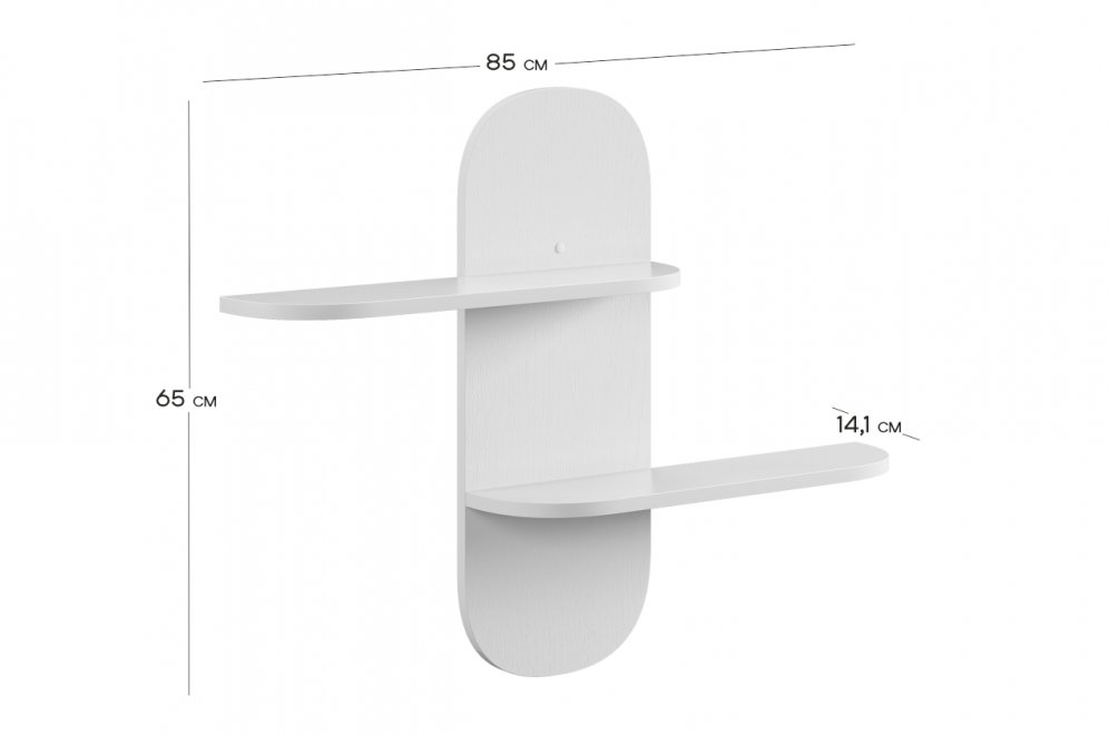 Полка навесная 2 Милана белое дерево