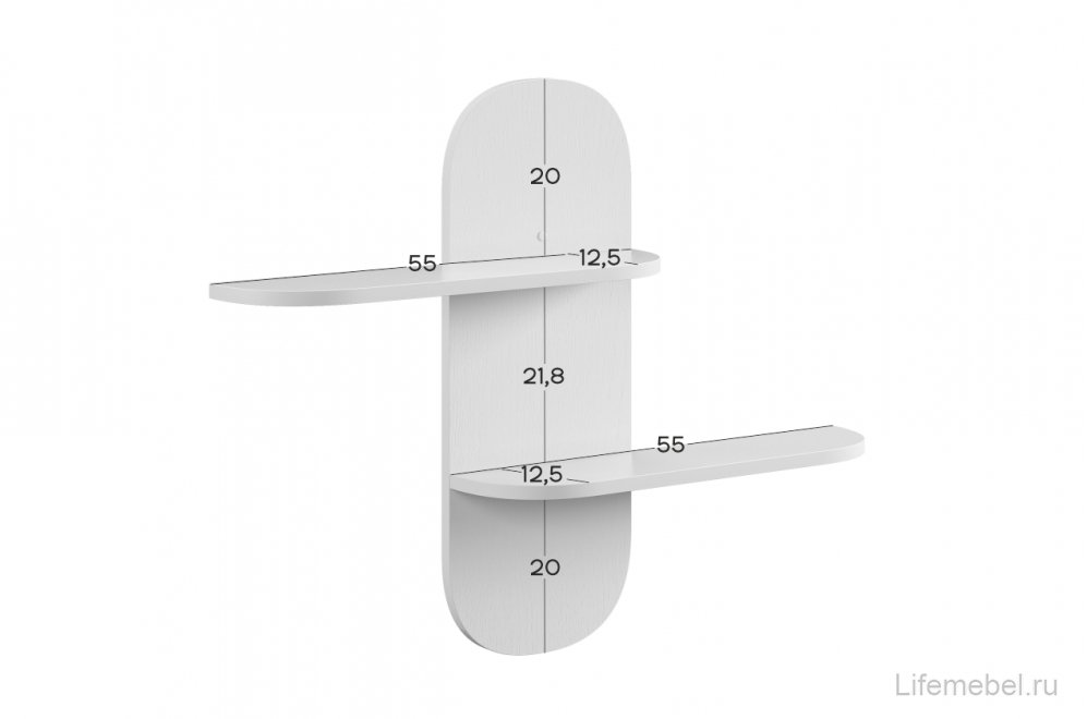 Полка навесная 2 Милана белое дерево