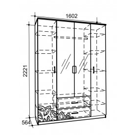 Шкаф четырехстворчатый с ящиками Оливия дуб млечный